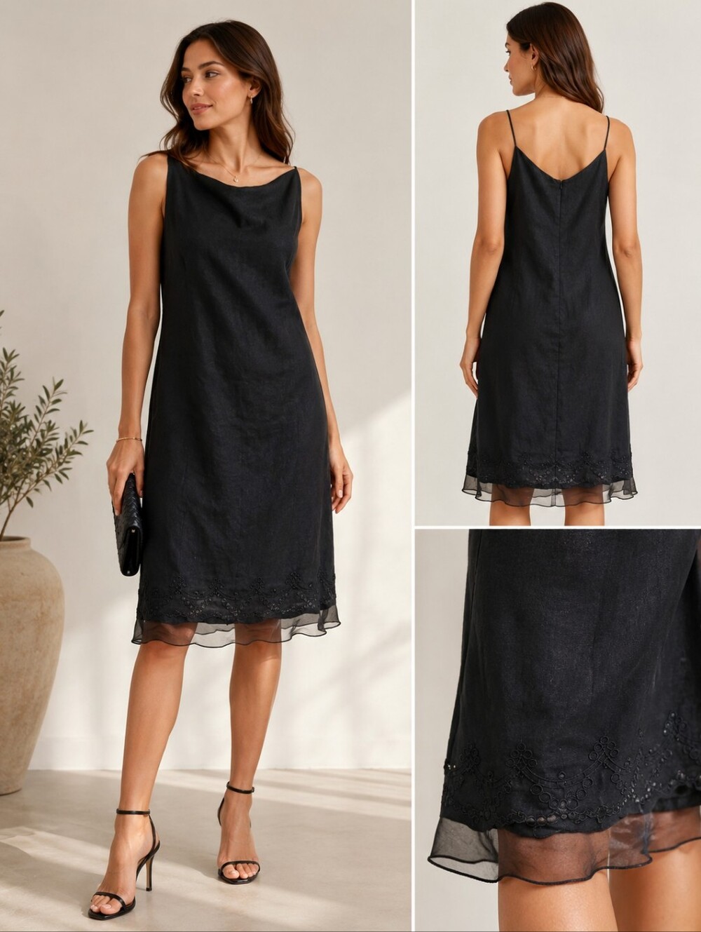 Debbie Shuchat  black size 12 100% linen Dressy
